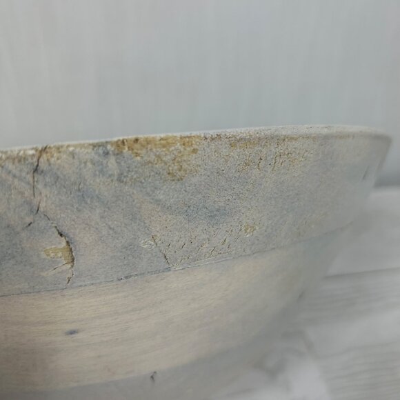 Handcrafted Wooden Decorative Bowl 12 Inches Bue White Grey‎ Boho - Picture 13 of 16